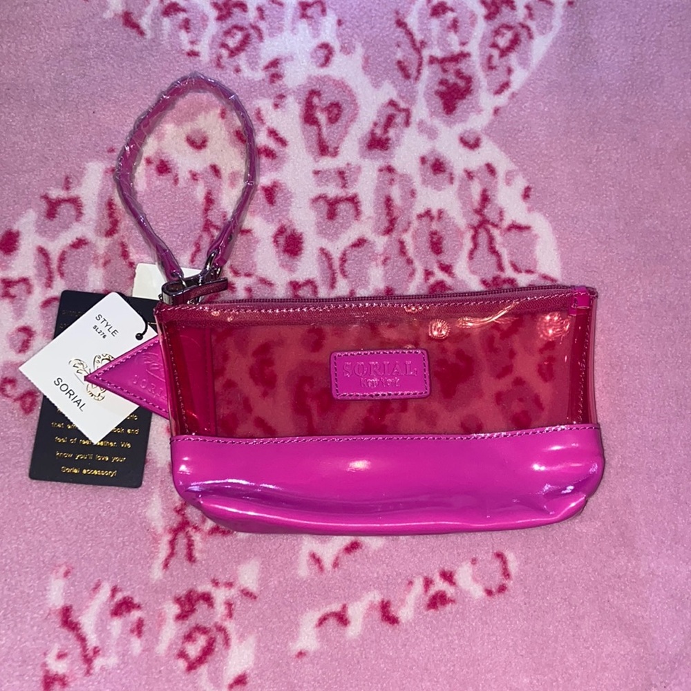 Pink transparent wristlet